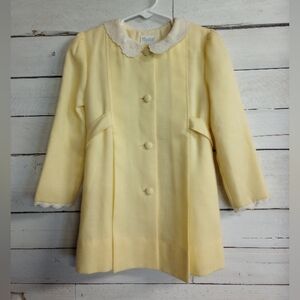 Vintage Fishel by Johnston Girls Lightweight Coat 4T Yellow Dress Jacket Lace